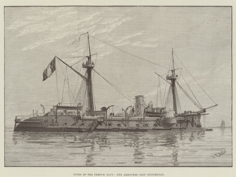 Tipos da Marinha Francesa, o Navio Blindado Duguesclin (gravura) de English School
