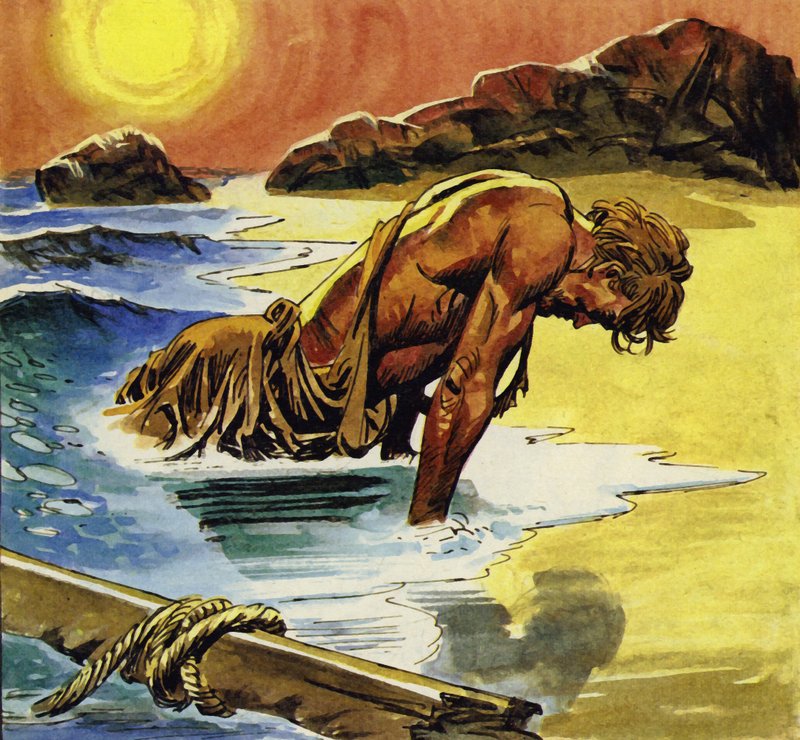 Ulisses lavou a ilha de Ogygia de English School