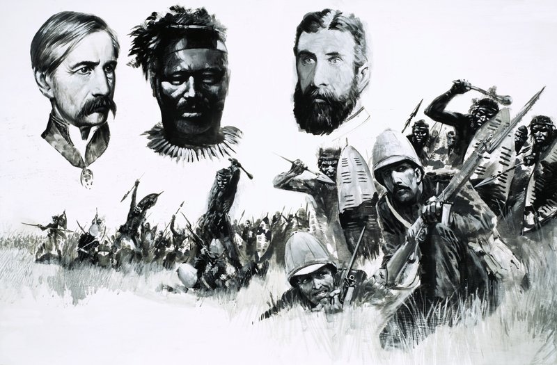 Caçadores britânicos não identificados e guerreiros nativos de English School
