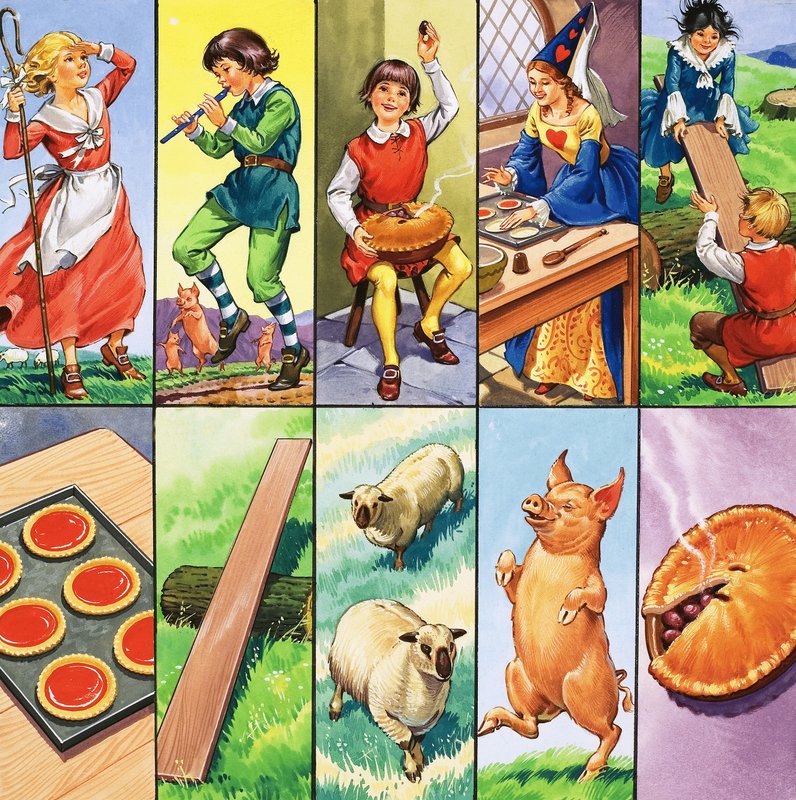 Montagem não identificada de personagens de rima de berçário de English School