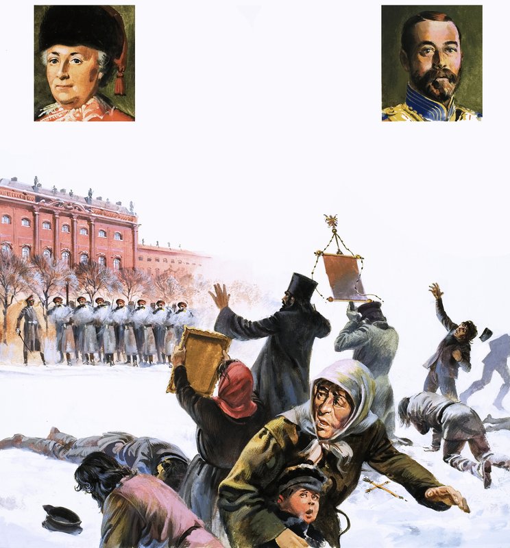 Cena não identificada da Revolução Russa de 1905 de English School