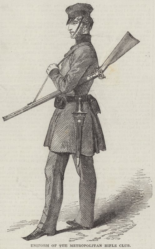 Uniforme do Metropolitan Rifle Club (gravura) de English School