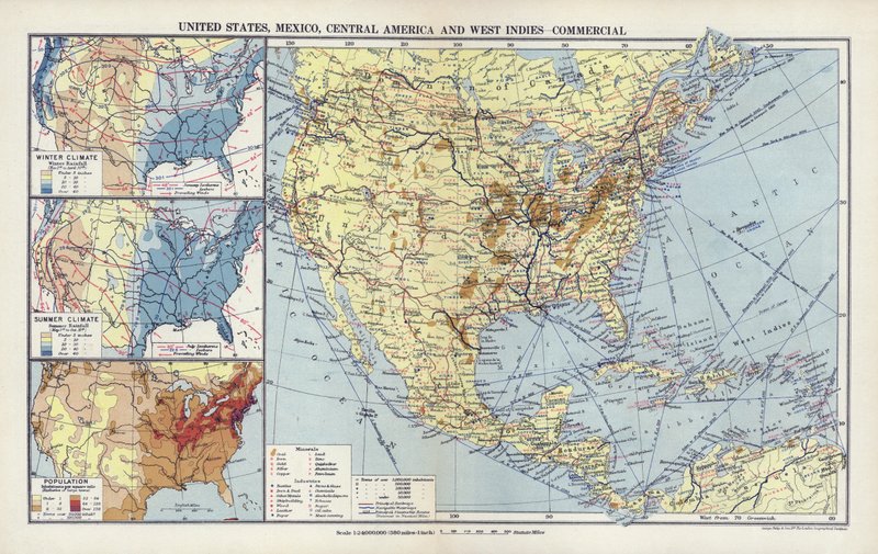 Estados Unidos, México, América Central e Índias Ocidentais, comercial (litografia a cores) de English School