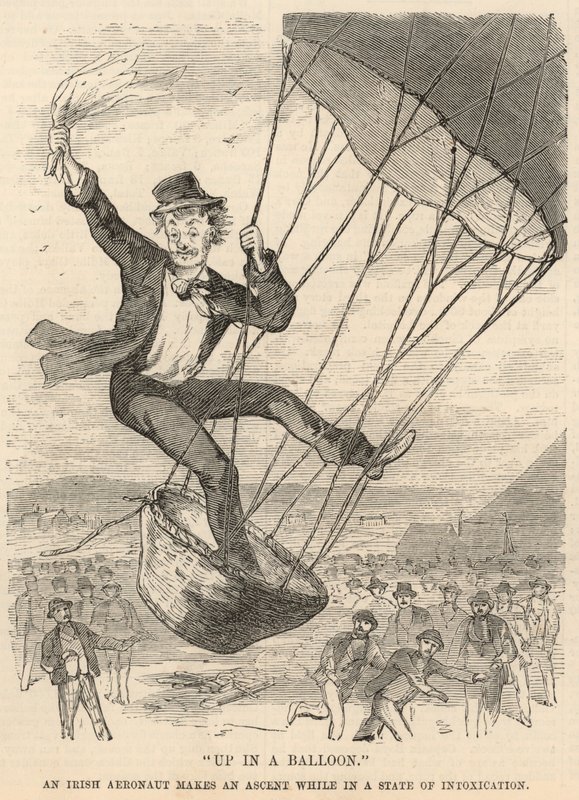 Acima em um balão; Um aeronauta irlandês faz uma ascensão em um estado de intoxicação de English School