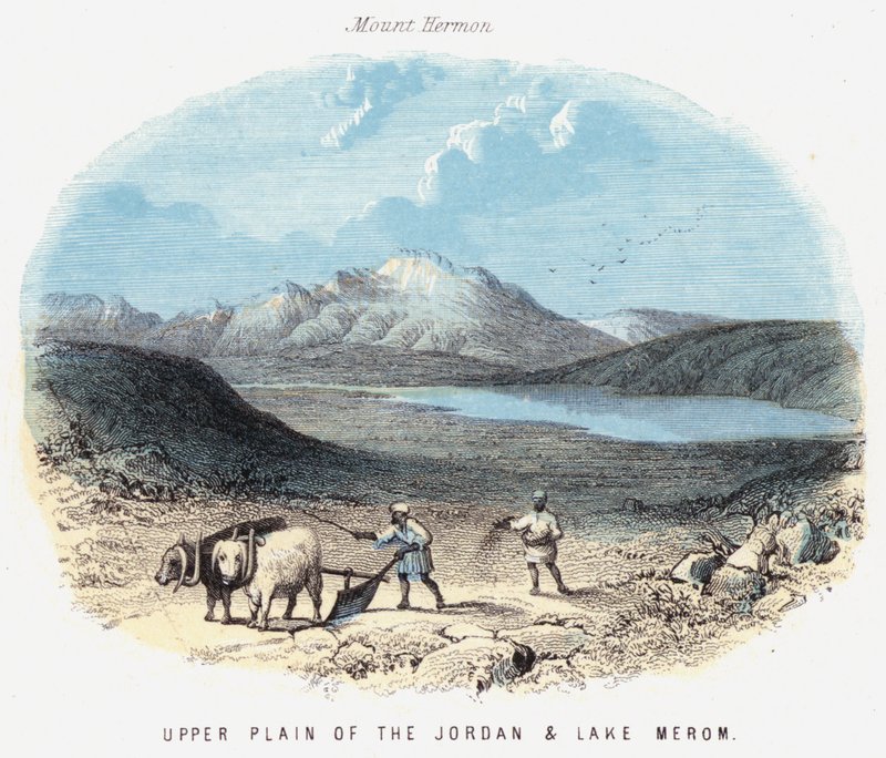 Planície Alta do Jordão e Lago Merom (gravura colorida) de English School