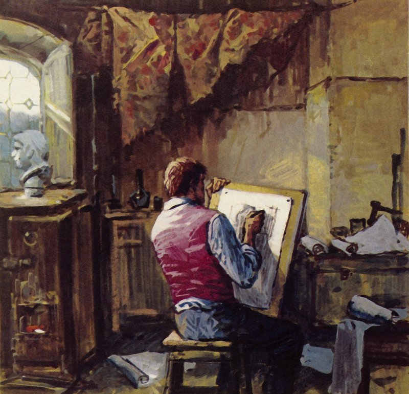 Van Gogh deixou seu trabalho missionário nas minas e retomou o desenho em Bruxelas de English School