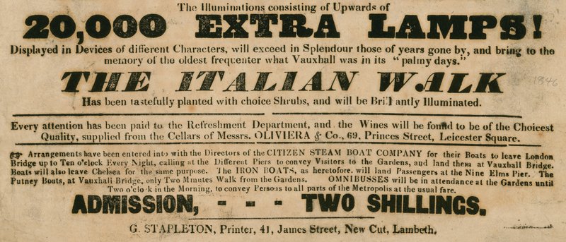 Vauxhall Gardens, Londres: o passeio italiano de English School