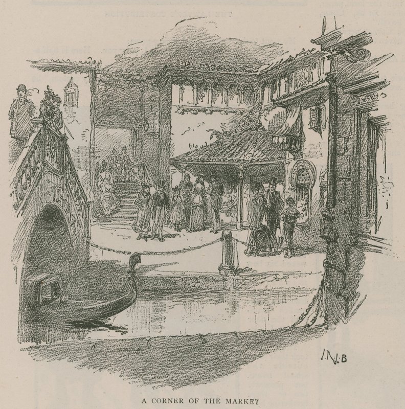 Veneza, em Londres: Sketches at Olympia - Um canto do mercado de English School