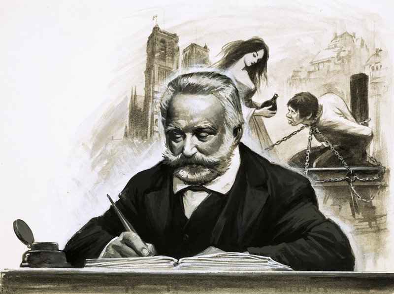 Victor Hugo escrevendo seu romance Notre Dame de Paris de English School