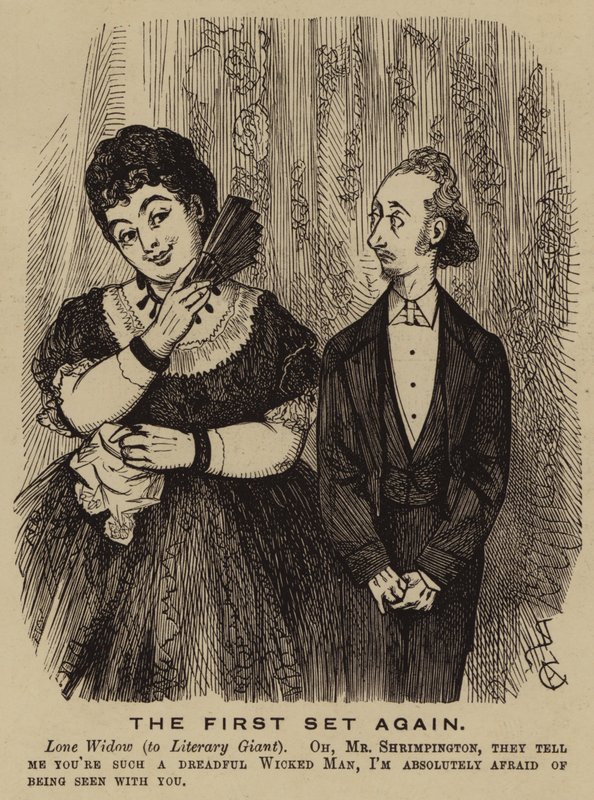 Viúva vitoriana a namoriscar com um autor (gravura) de English School