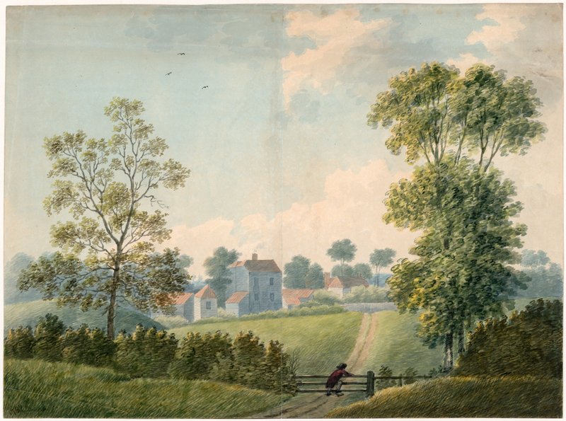 Vista na parte de trás de Kilburn Wells (wc no papel) de English School