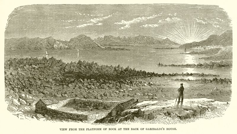 Vista da plataforma de rocha na parte de trás da casa de Garibaldis de English School