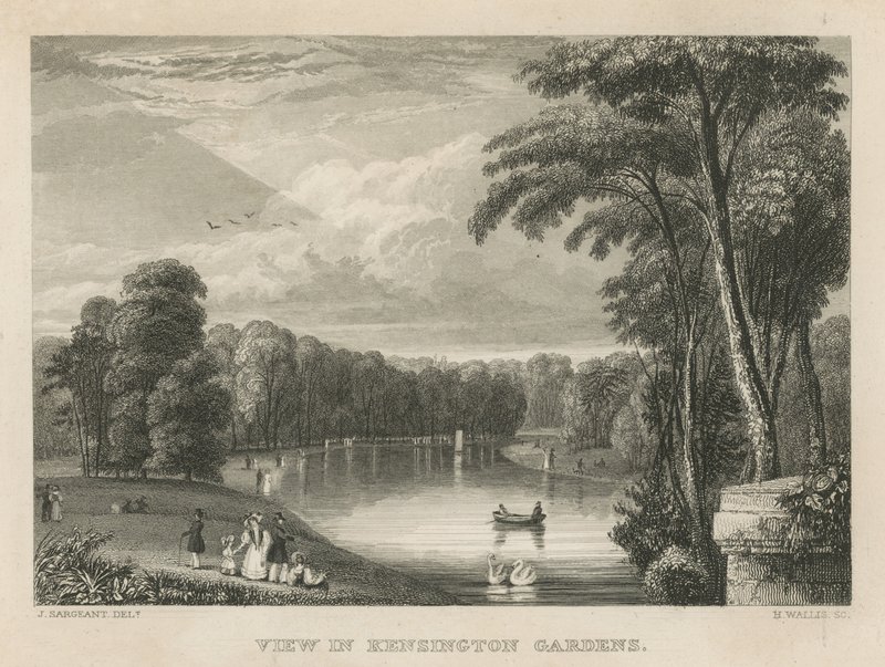 Vista em Kensington Gardens, Londres de English School
