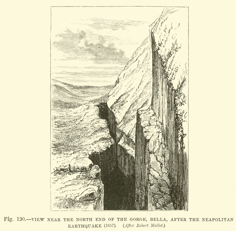 Ver perto da extremidade norte do desfiladeiro, Bella, após o terremoto napolitano, 1857 de English School