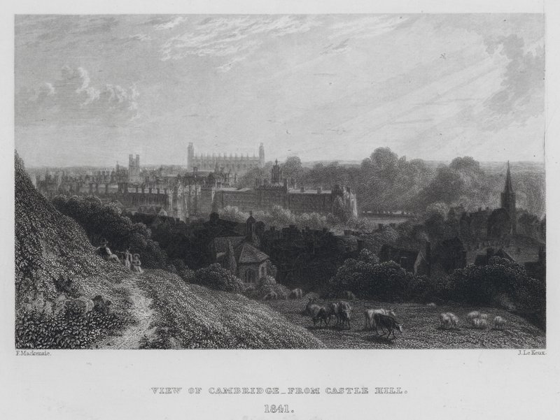 Vista de Cambridge, de Castle Hill (gravura) de English School