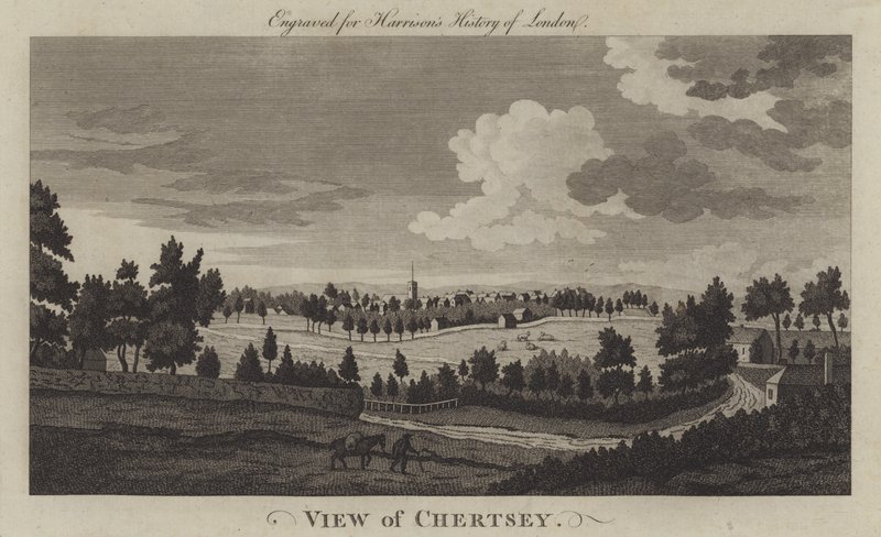 Vista de Chertsey, Surrey (gravura) de English School