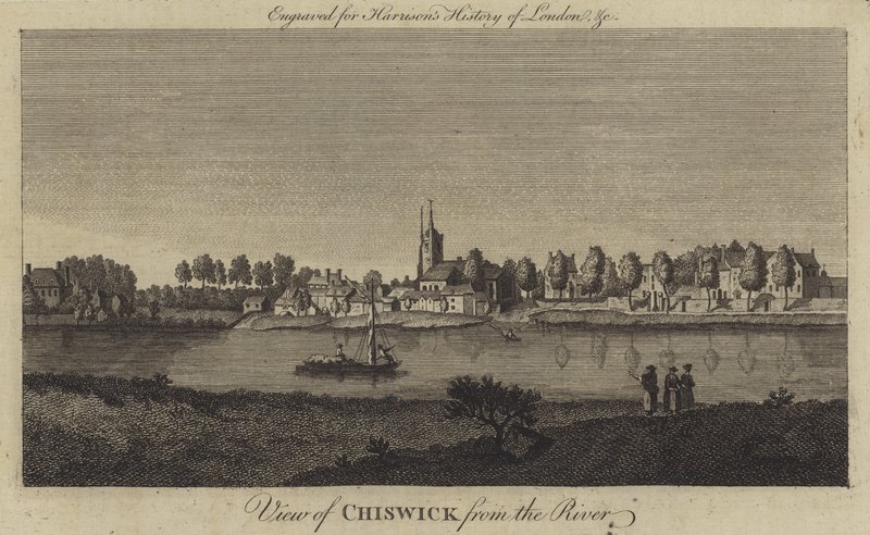 Vista do Chiswick do rio (gravura) de English School