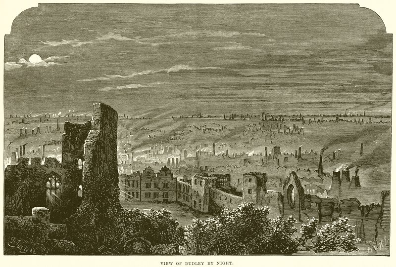 Vista, de, Dudley, por, noturna de English School
