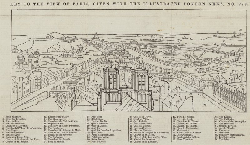 Vista de Paris, dada com The Illustrated London News (gravura) de English School