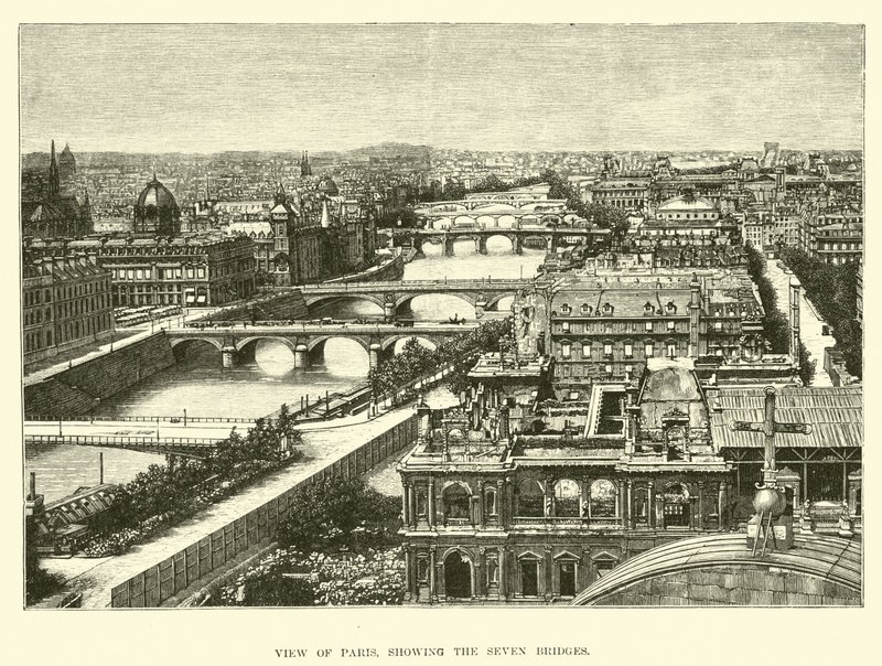 Vista de Paris, mostrando as sete pontes de English School
