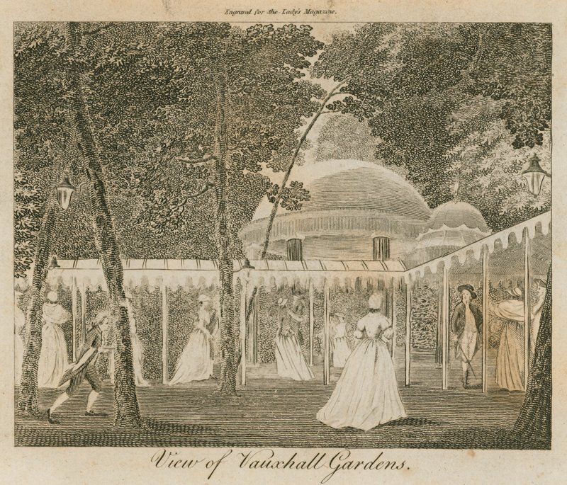 Vista, de, Vauxhall, jardins, londres de English School