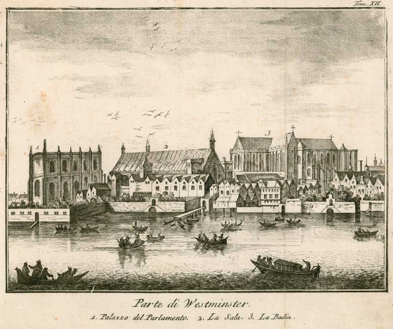 Vista, de, westminster, palácio, londres de English School