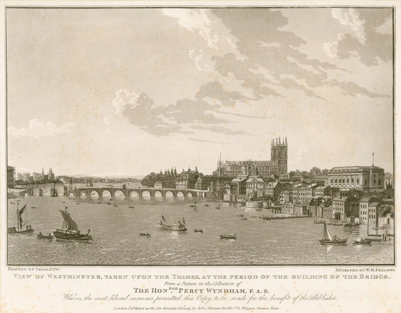 Vista de Westminster, no período da construção da ponte de English School