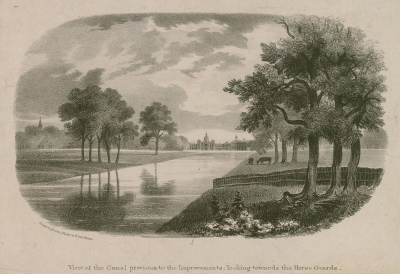 Vista do Canal, St Jamess Park, Londres, anterior às melhorias de English School