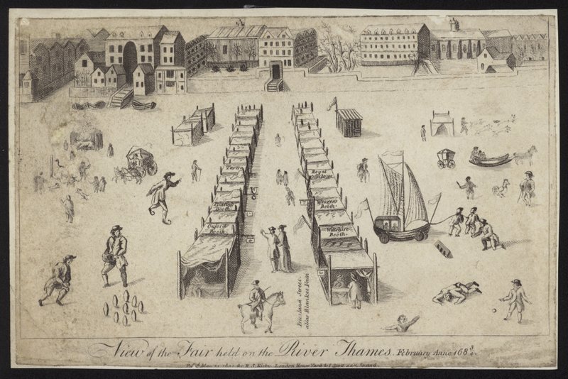 Vista da feira realizada no rio Tamisa, 1683-1684 de English School