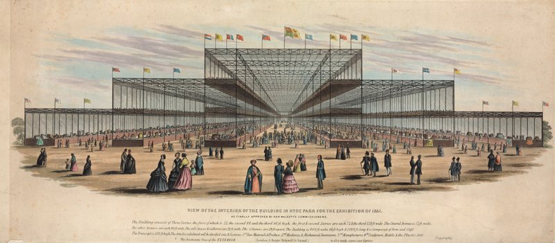 Vista do Interior do Edifício no Hyde Park para a Exposição de 1851 de English School