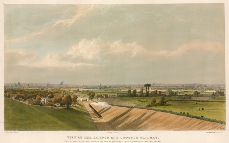 Vista da estrada de ferro de Londres e Croydon de English School