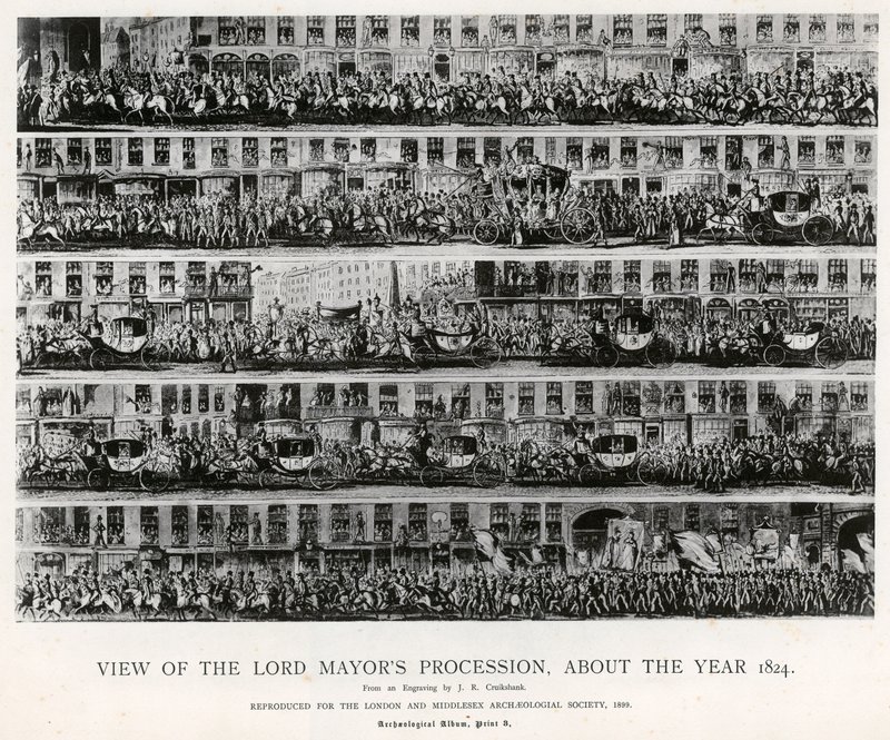 Visão da procissão do Lord Mayors, sobre o ano de 1824 de English School