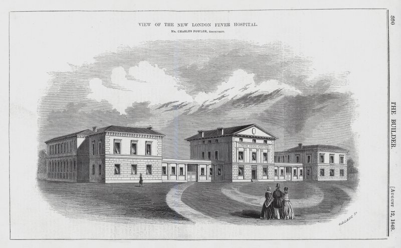 Vista do New London Fever Hospital (gravura) de English School