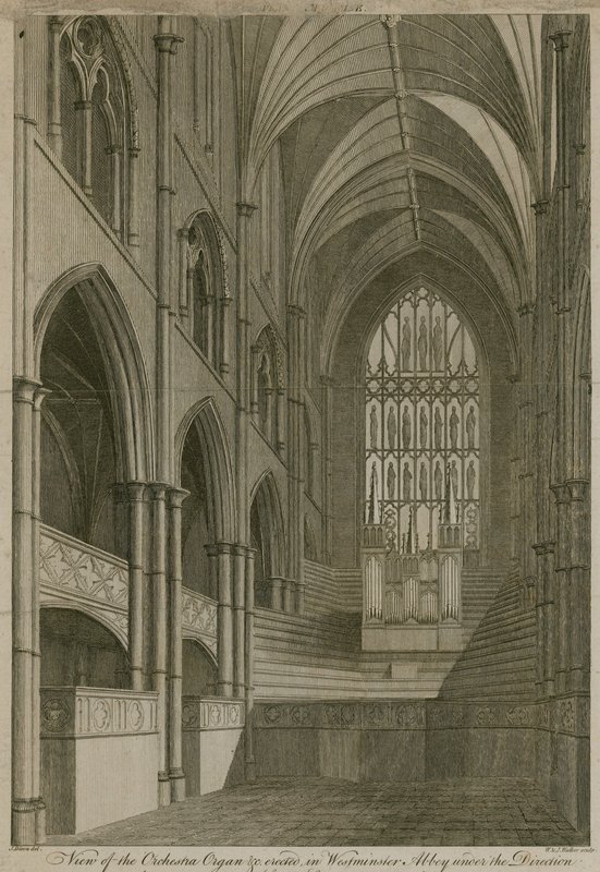 Vista da Orquestra Órgão etc. erigida na Abadia de Westminster, Londres de English School