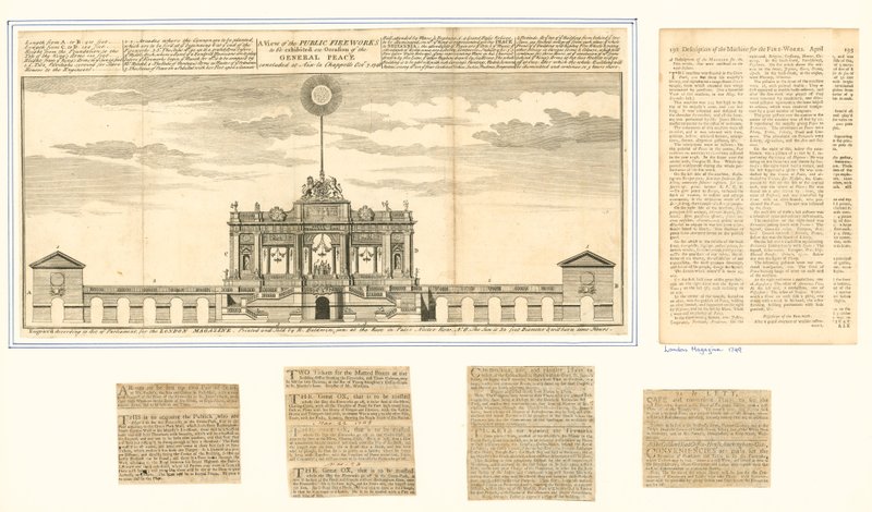 Vista dos fogos de artifício públicos para a paz de Aix La Chapelle 1749 de English School