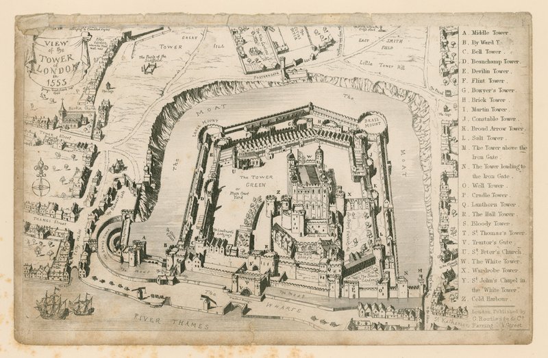 Vista da Torre de Londres em 1553 de English School