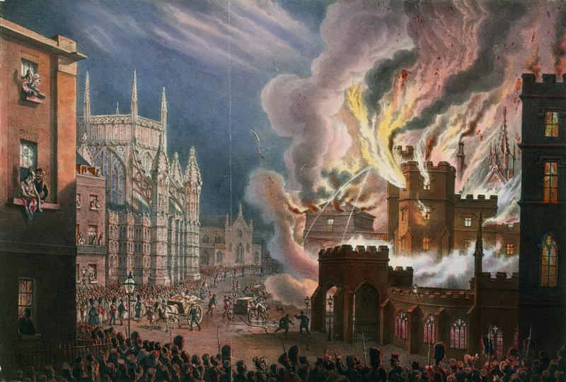 Visão da destruição de ambas as Casas do Parlamento, 16 de outubro de 1834 de English School