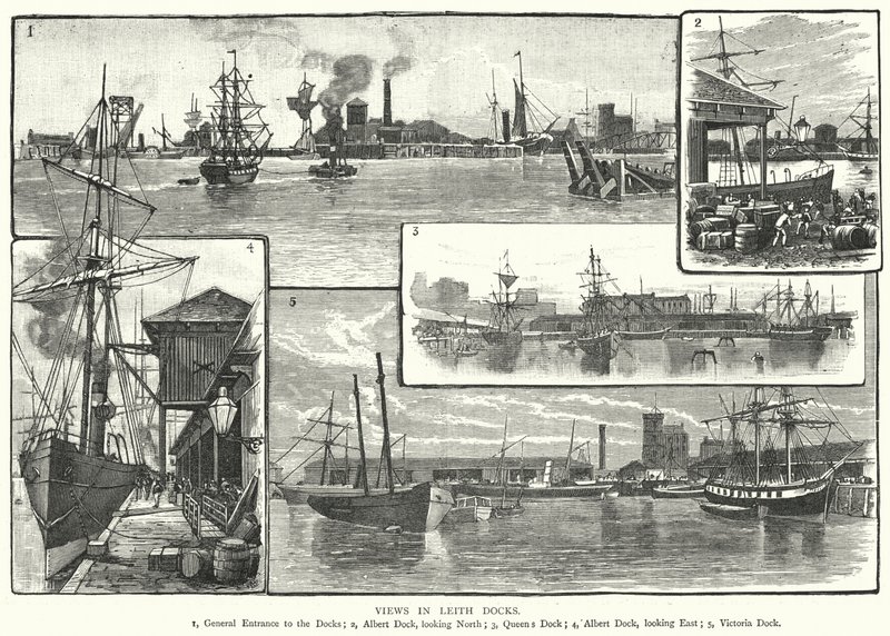 Vistas em Leith Docks (gravura) de English School