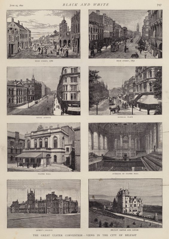 Vistas de Belfast, Ulster, Irlanda (litho) de English School