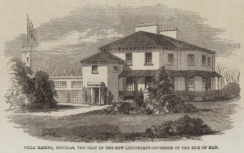 Villa Marina, Douglas, a Sede do Novo Tenente-Governador da Ilha de Man (gravura) de English School