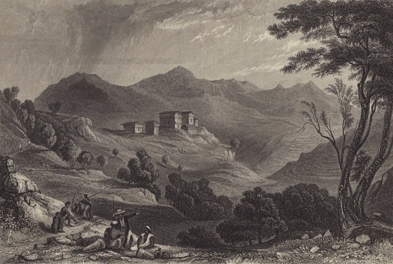 Aldeia de Naree, Índia (gravura) de English School