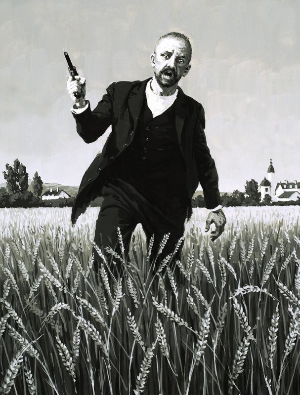 Vincent Van Gogh andando por um campo de trigo em direção a sua morte de English School
