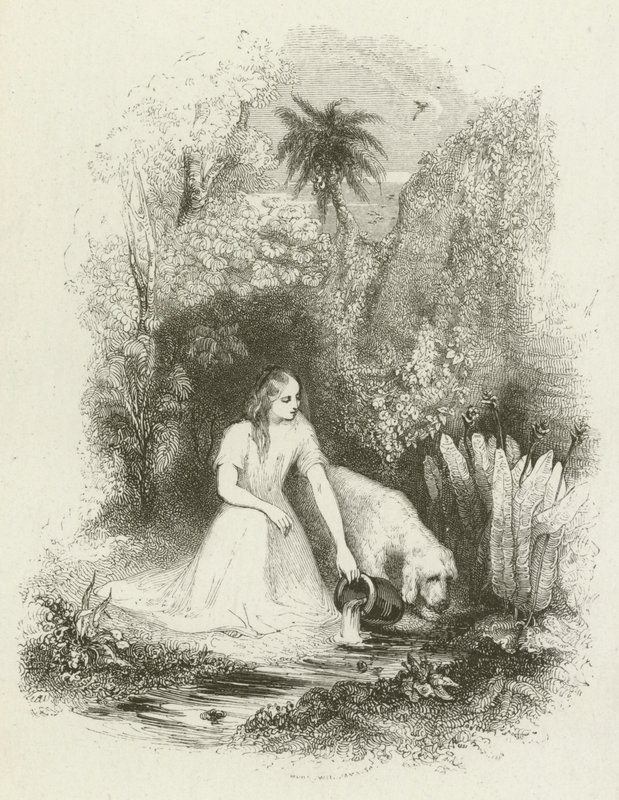 Virginia at the Fountain (gravura) de English School