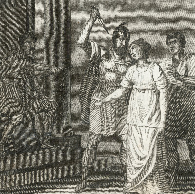 Virgínio mata a sua filha para a libertar do poder de Appius (gravura) de English School