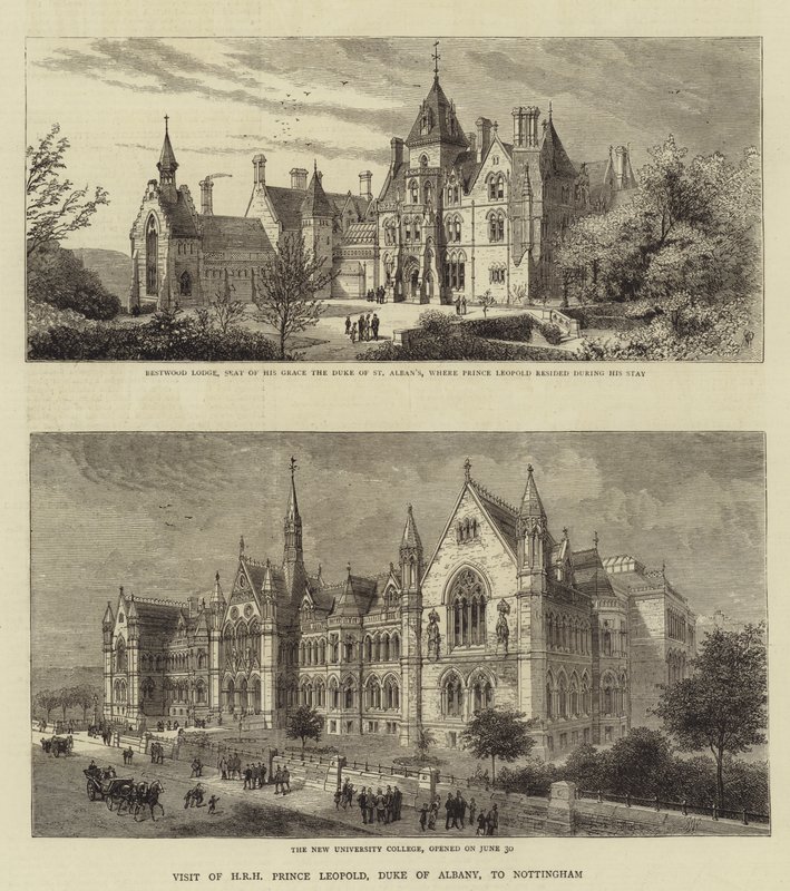 Visita do Príncipe Leopoldo de HRH, Duque de Albany, a Nottingham (gravura) de English School