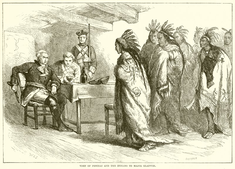 Visita de Pontiac e dos índios ao major Gladwin de English School