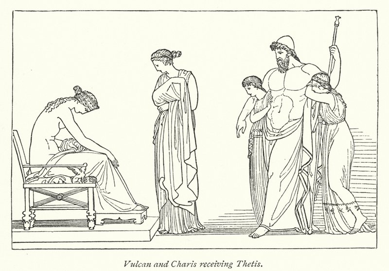 Encontro Vulcano e Charis Thetis (litho) de English School