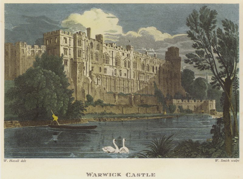 Castelo de Warwick, Warwickshire (gravura colorida) de English School