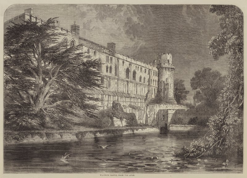 Castelo de Warwick, da Avon (gravura) de English School