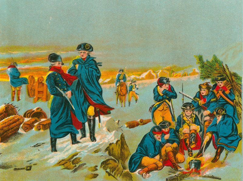 Washington e Lafayette no Valley Forge de English School